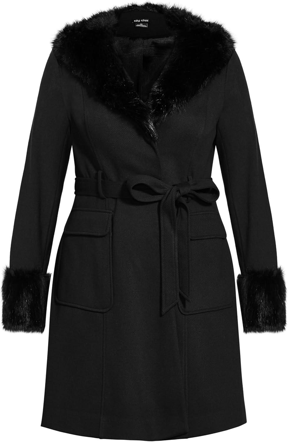 image:imageCity Chic Womens Plus Size Coat PeonyBlack