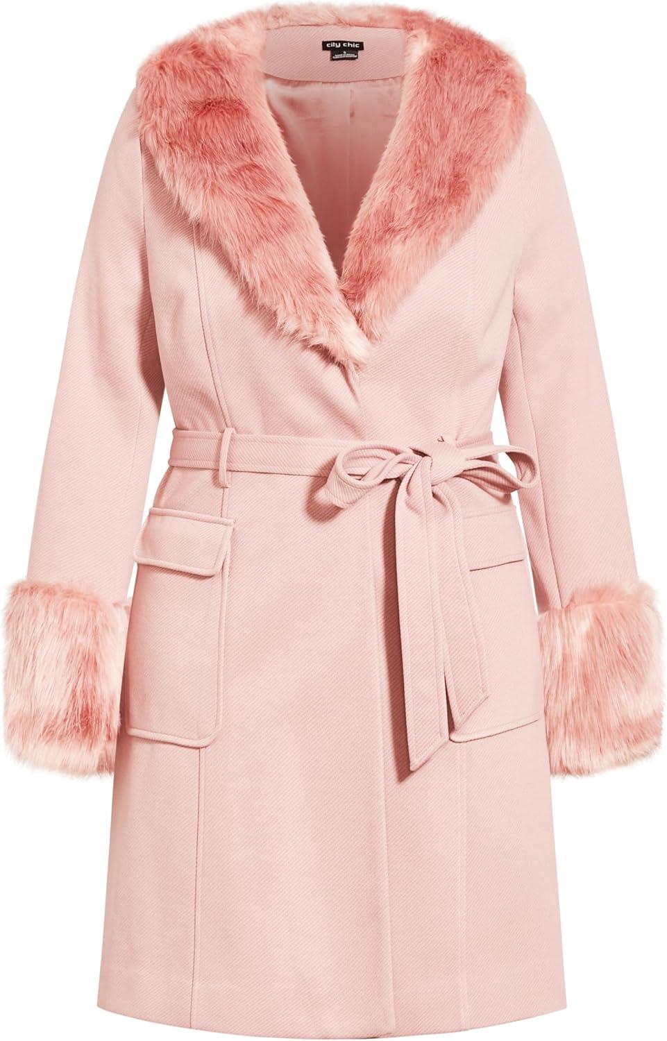 image:imageCity Chic Womens Plus Size Coat PeonyPink