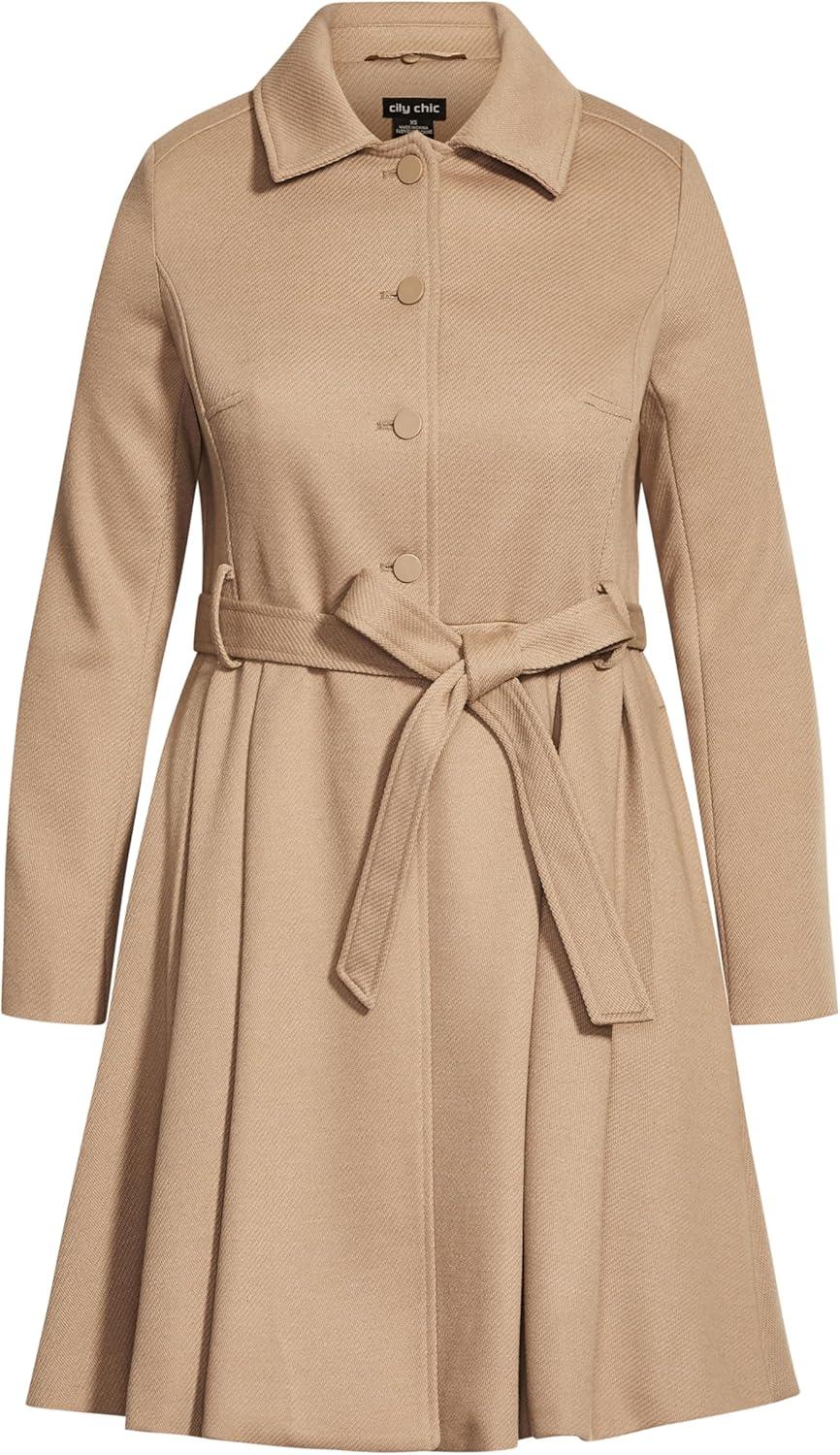 image:imageCity Chic Womens Plus Size Coat RosemaryNeutral