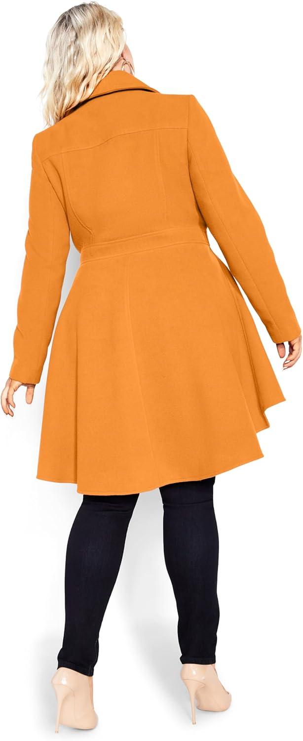 image:imageCity Chic Womens Plus Size Coat HI LO FrillDeep Caramel