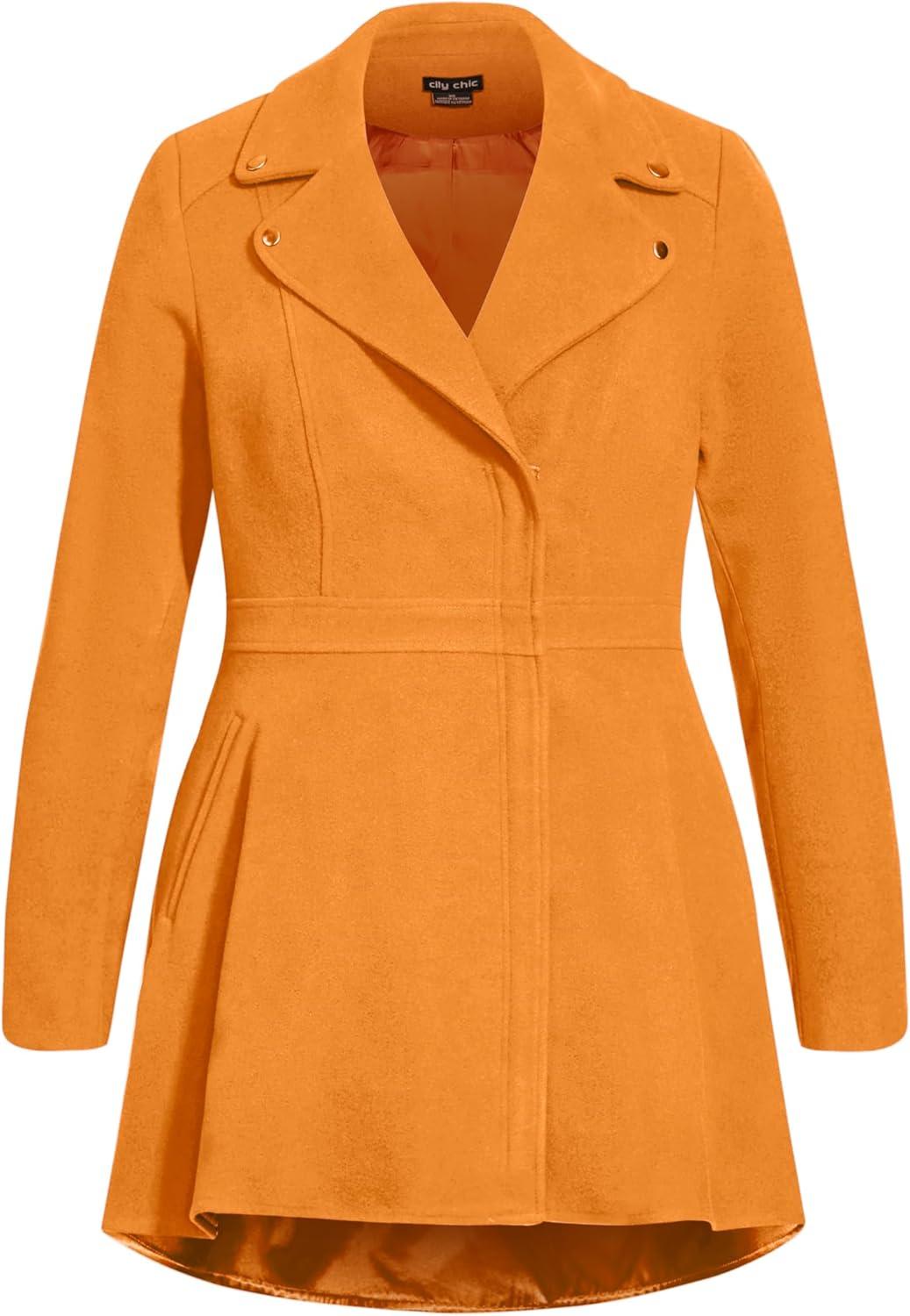 image:imageCity Chic Womens Plus Size Coat HI LO FrillDeep Caramel