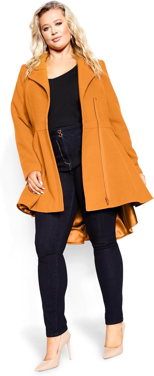 image:imageCity Chic Womens Plus Size Coat HI LO FrillDeep Caramel