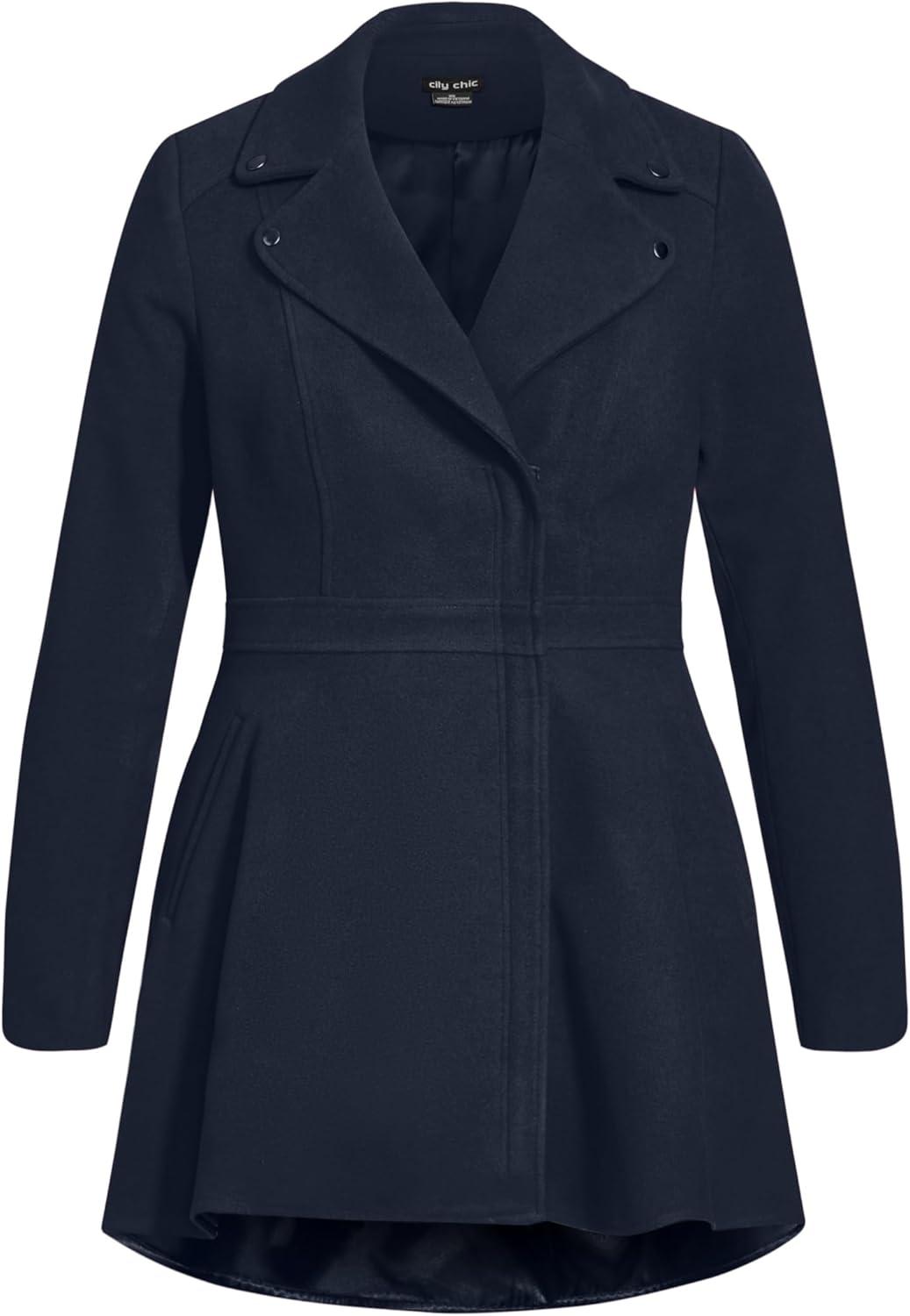 image:imageCity Chic Womens Plus Size Coat HI LO FrillNavy