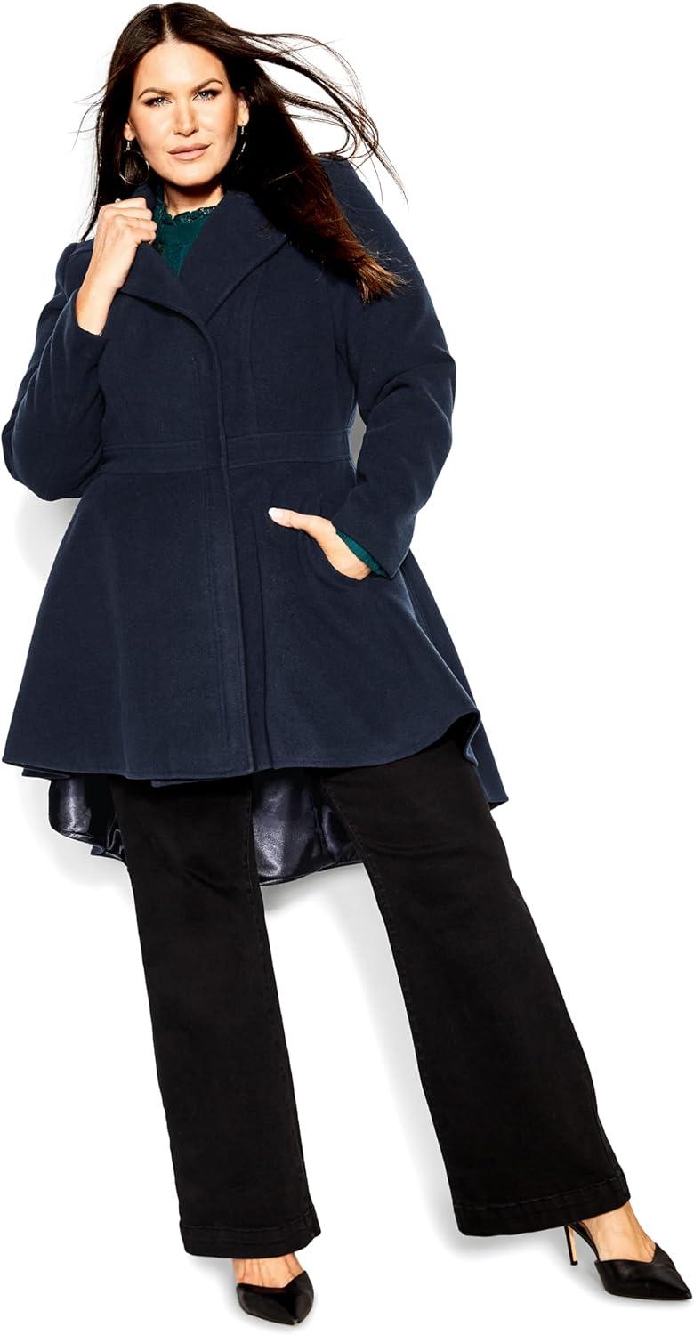 image:imageCity Chic Womens Plus Size Coat HI LO FrillNavy