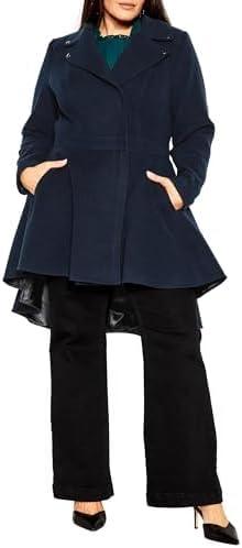 image:imageCity Chic Womens Plus Size Coat HI LO FrillNavy