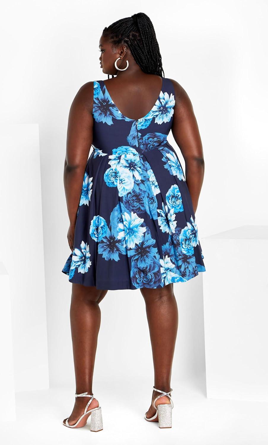 image:imageCity Chic Womens Plus Size Cocktail Dress Hydrangea PrintNavy Night Bloom