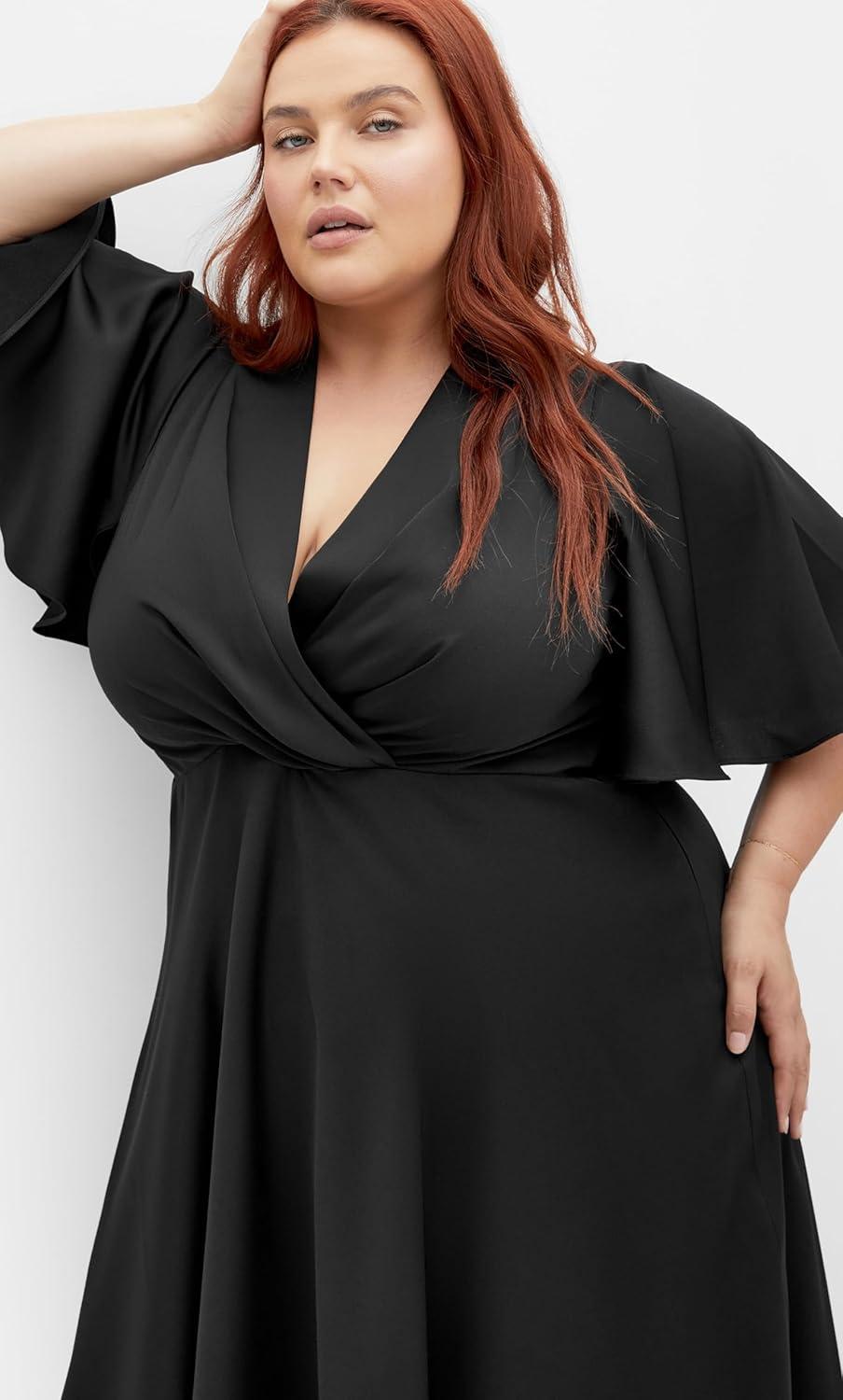 image:imageCity Chic Womens Plus Size Cocktail Dress Scarlette FlutterBlack