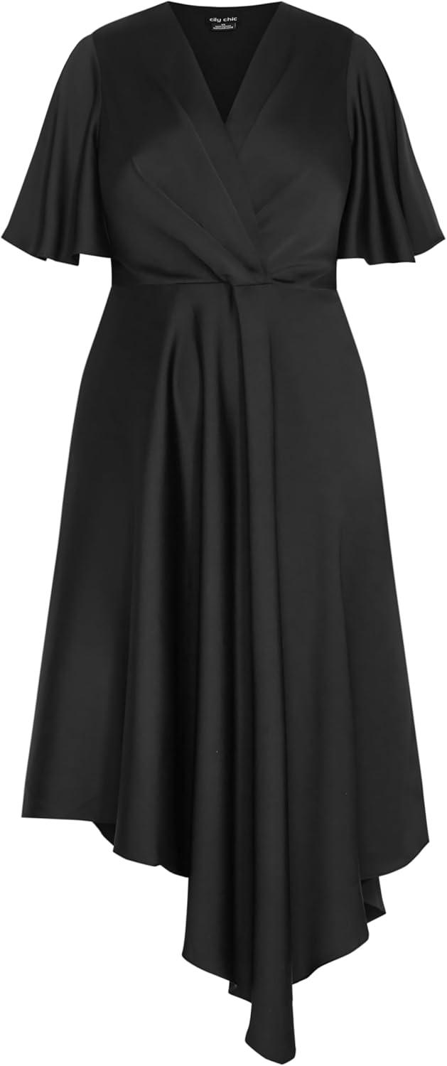 image:imageCity Chic Womens Plus Size Cocktail Dress Scarlette FlutterBlack