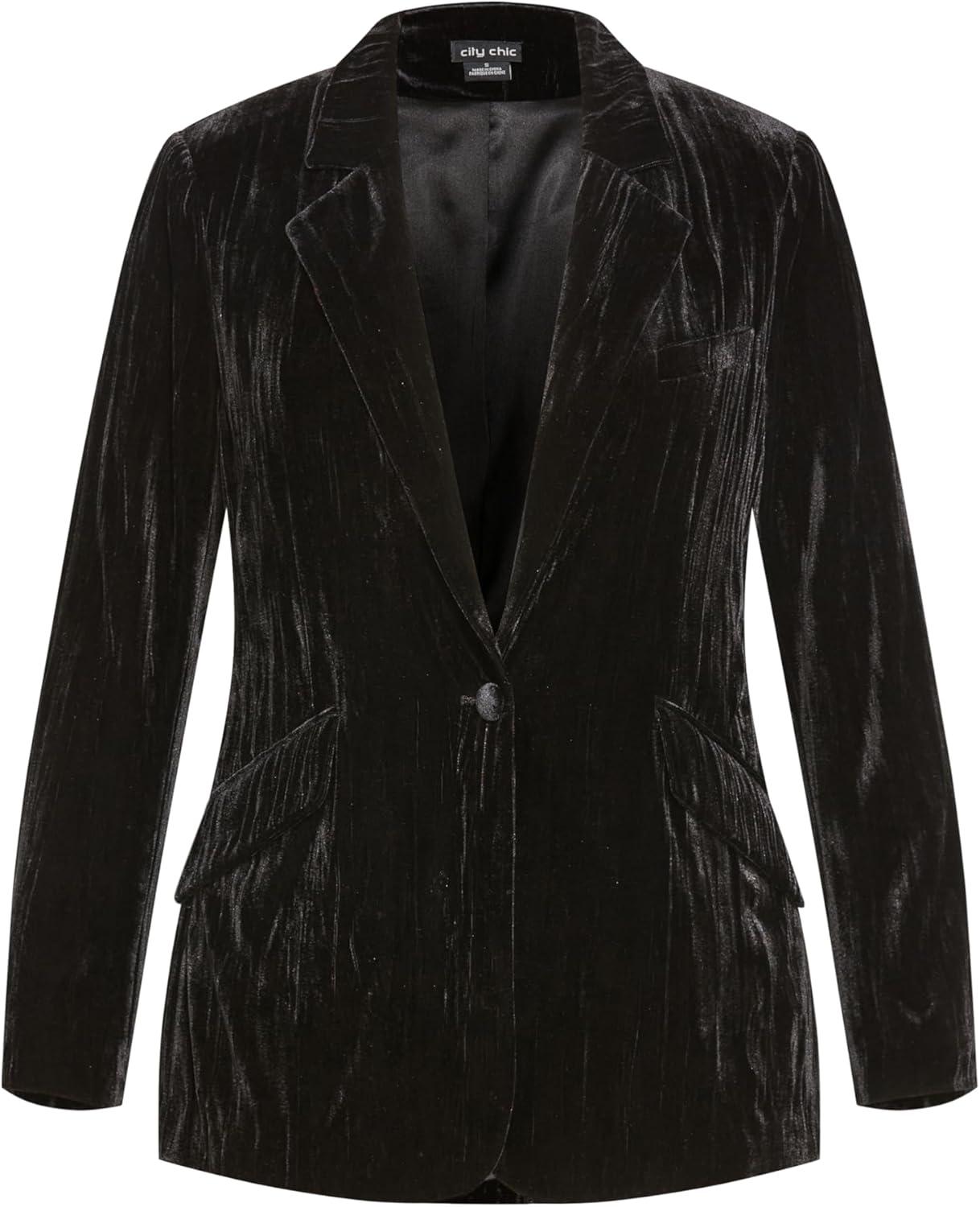 image:imageCity Chic Womens Plus Size Crushed JacketBlack