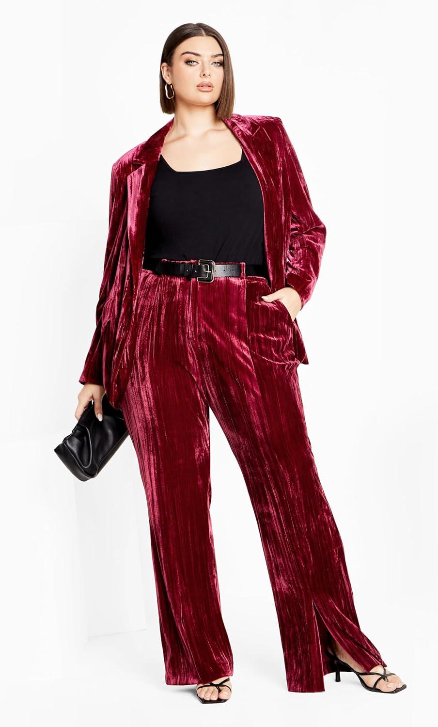 image:imageCity Chic Womens Plus Size Crushed JacketCabernet
