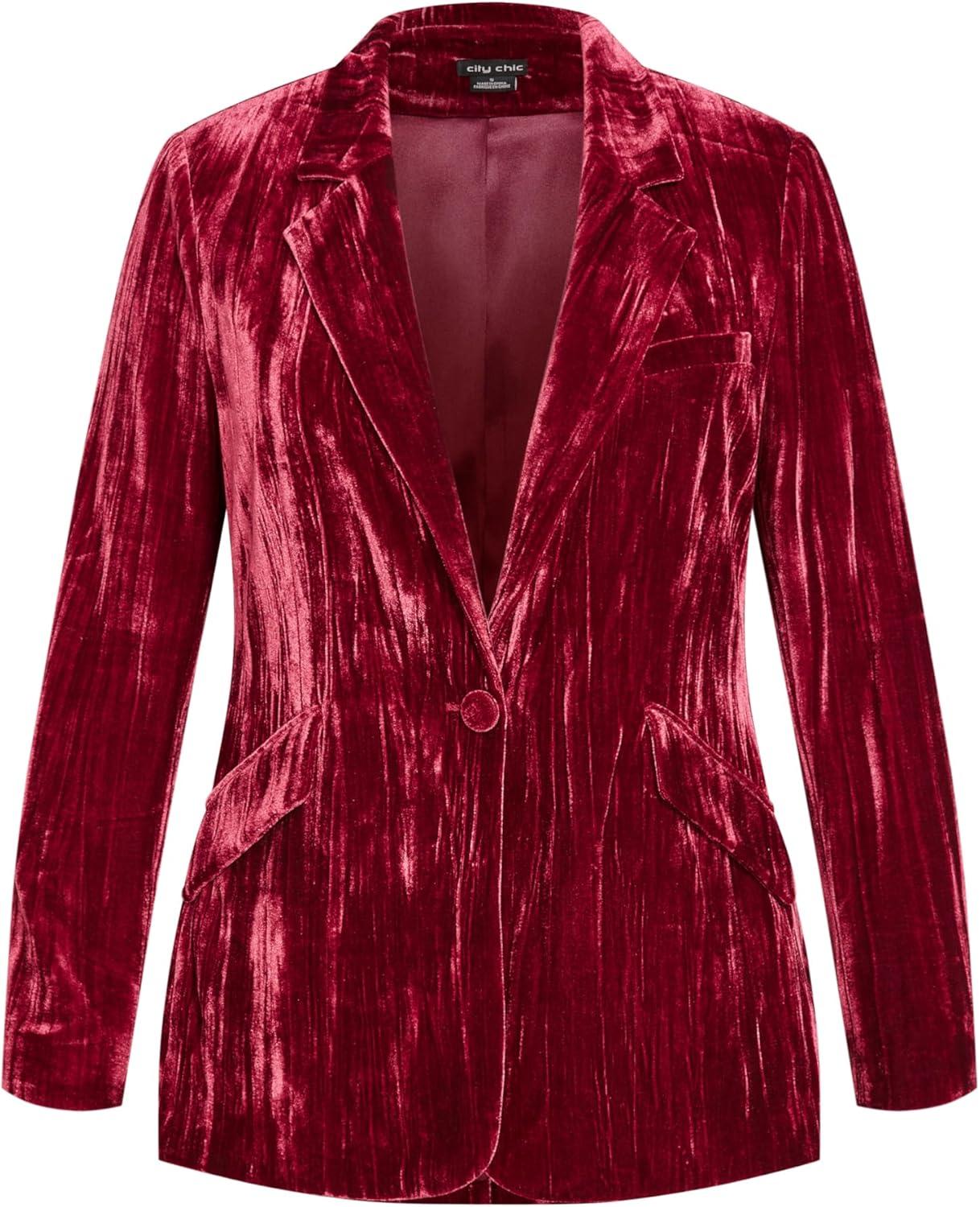 image:imageCity Chic Womens Plus Size Crushed JacketCabernet