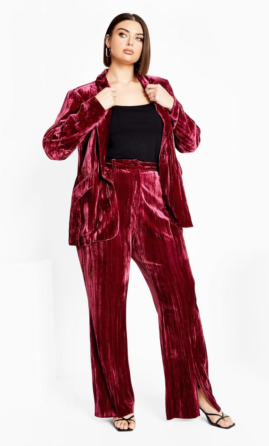 image:imageCity Chic Womens Plus Size Crushed JacketCabernet