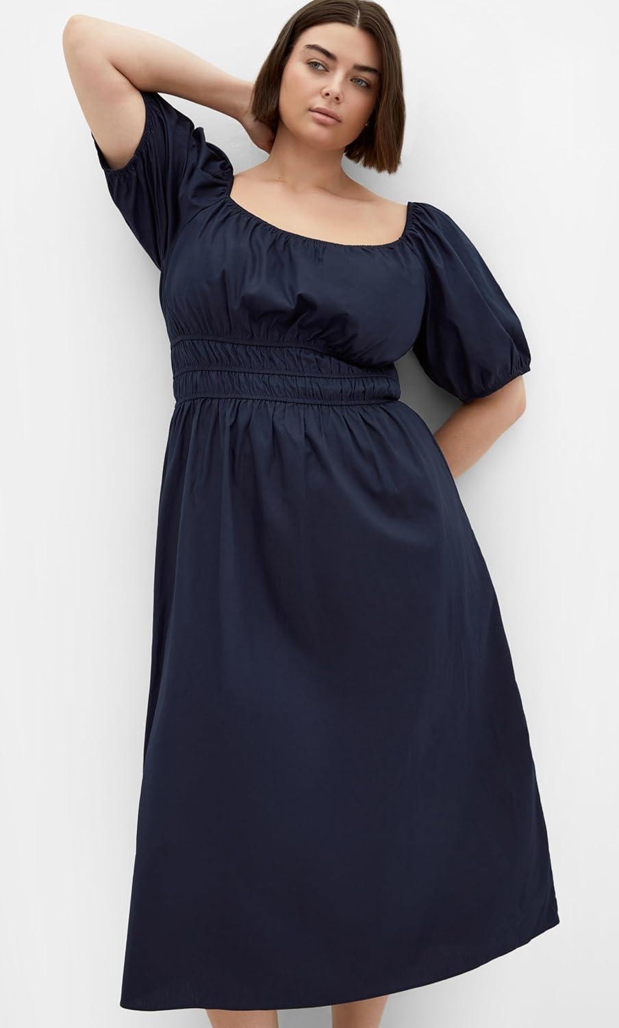 image:imageCity Chic Womens Plus Size Dress Adelynn Balloon Sleeve MidiNavy