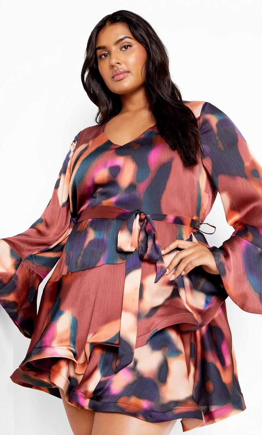 image:imageCity Chic Womens Plus Size Dress Cherrie PrintAbstract Illusion