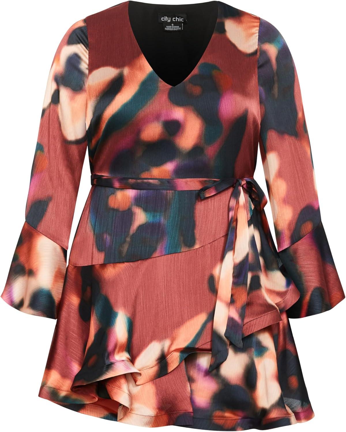 image:imageCity Chic Womens Plus Size Dress Cherrie PrintAbstract Illusion