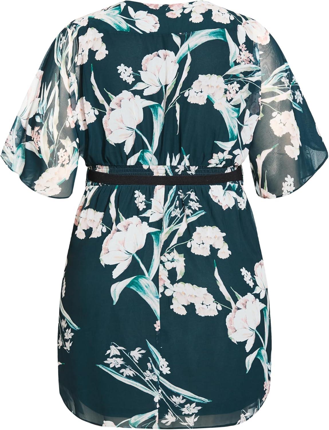 image:imageCity Chic Womens Plus Size Dress Colour Wrap PrintFresh Fields