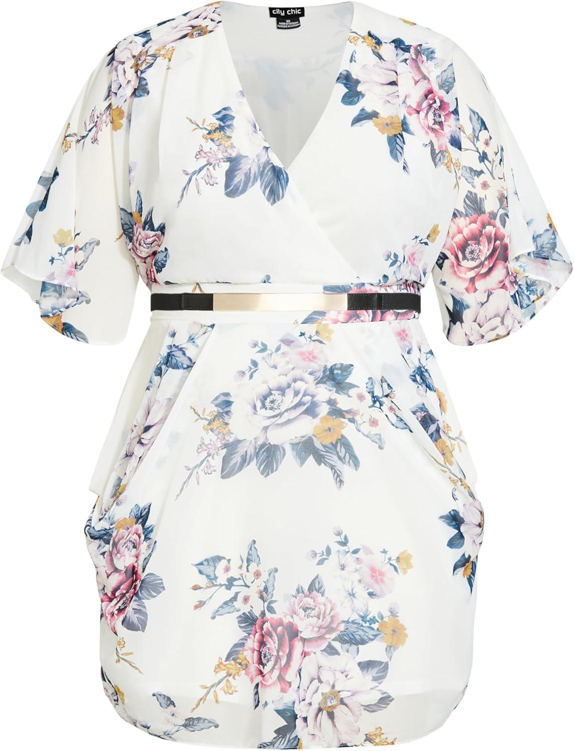 image:imageCity Chic Womens Plus Size Dress Colour Wrap PrintSummer Love