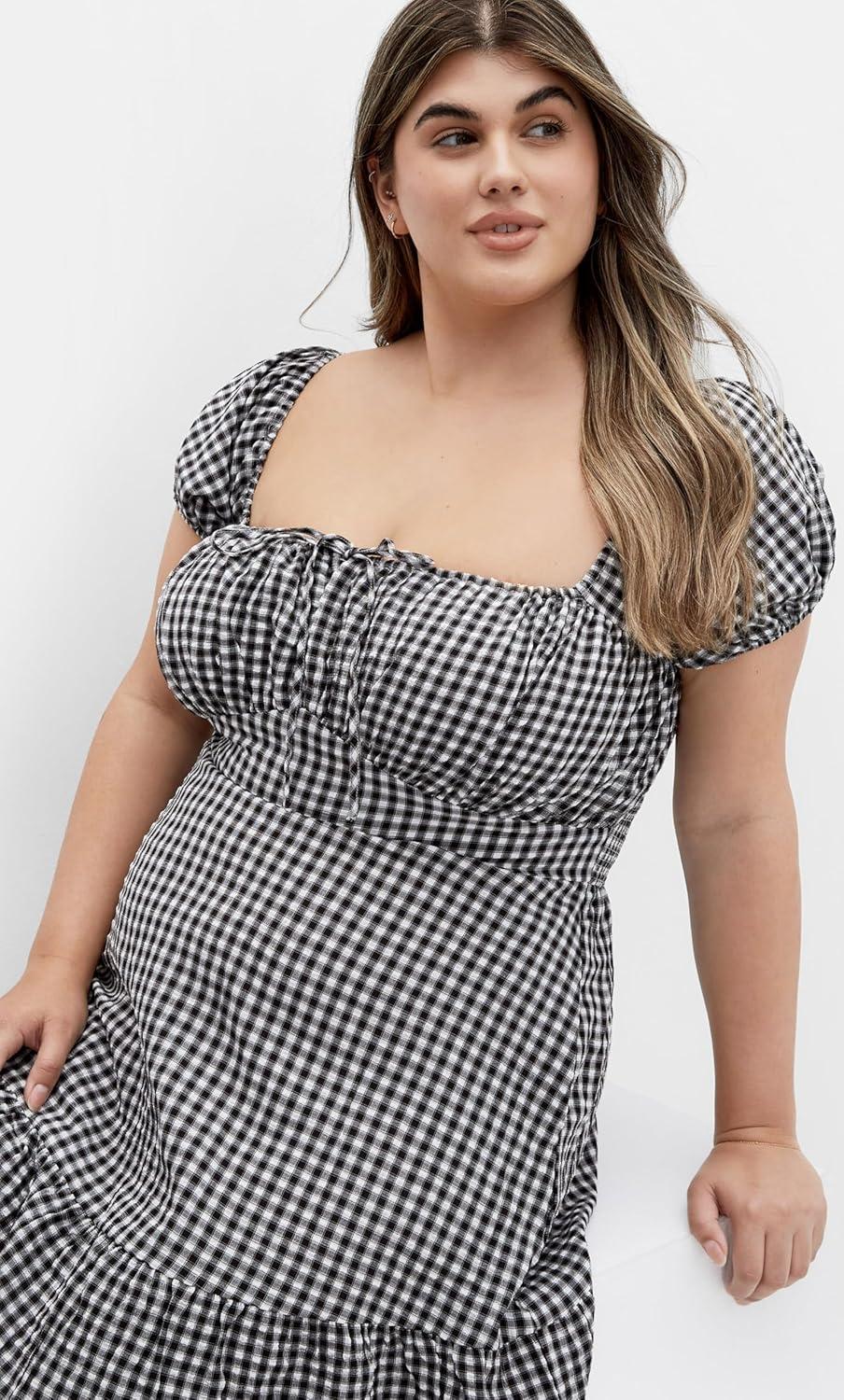 image:imageCity Chic Womens Plus Size Dress Cute GinghamBlk Gingham