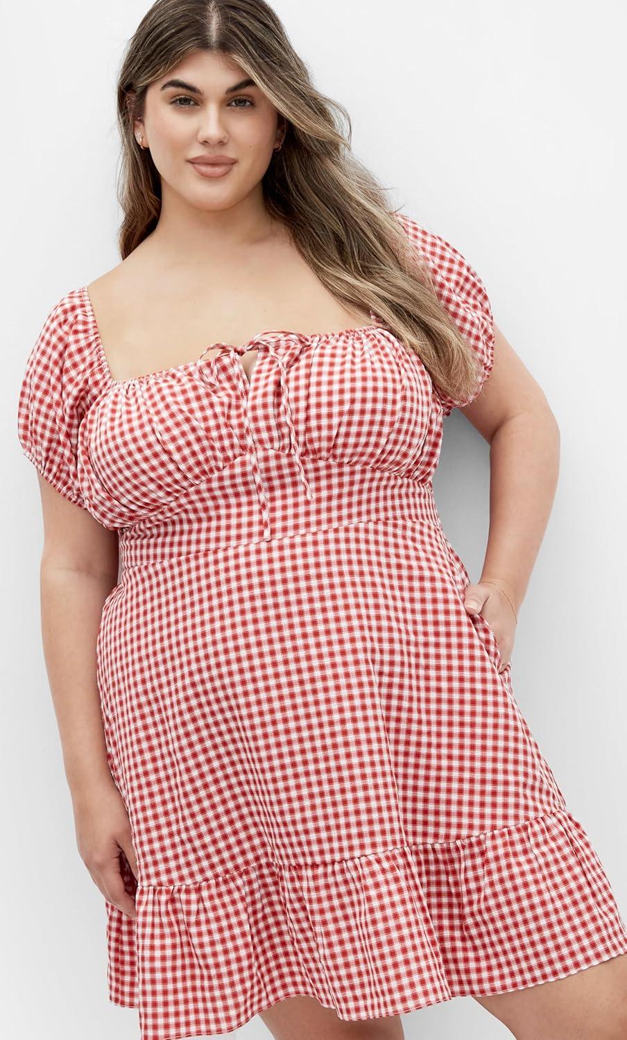 image:imageCity Chic Womens Plus Size Dress Cute GinghamRed Gingham