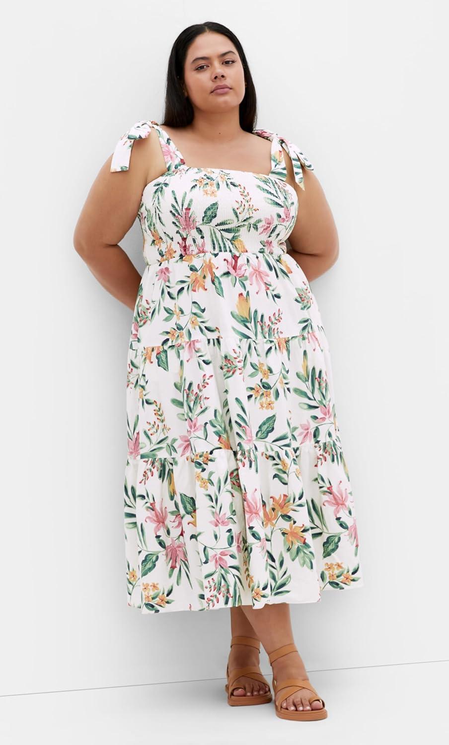 image:imageCity Chic Womens Plus Size Dress Haven Tier Midi PrintIsland Fl