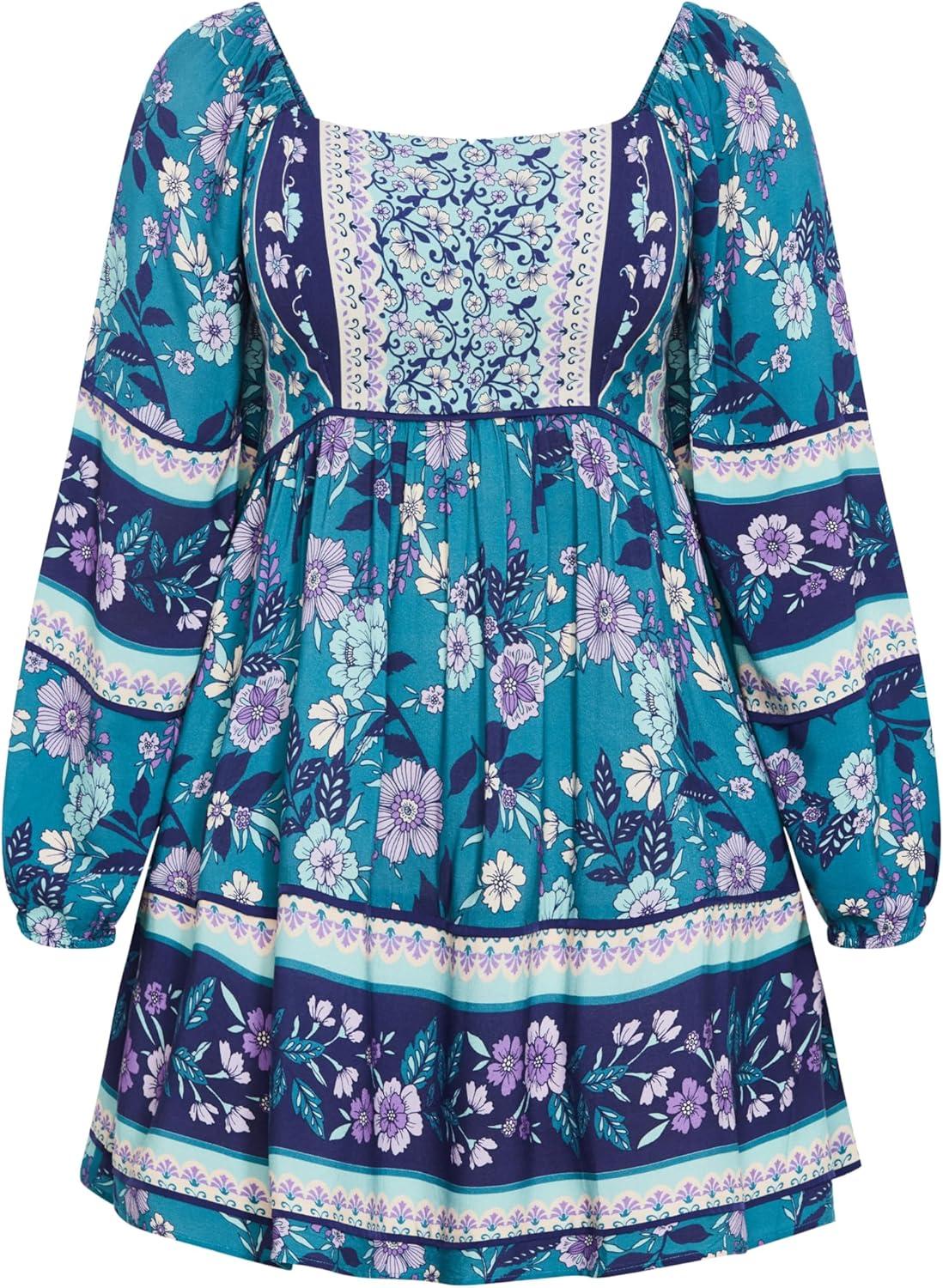 image:imageCity Chic Womens Plus Size Dress Rose MiniBlue Border