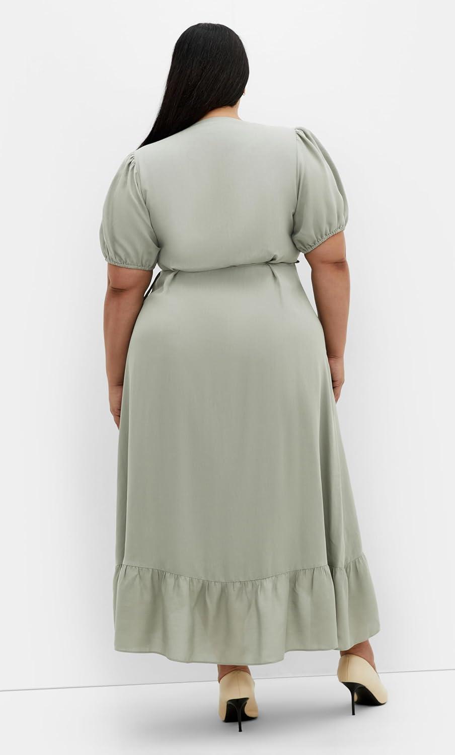 image:imageCity Chic Womens Plus Size Dress Sarina Wrap MidiSoft Sage
