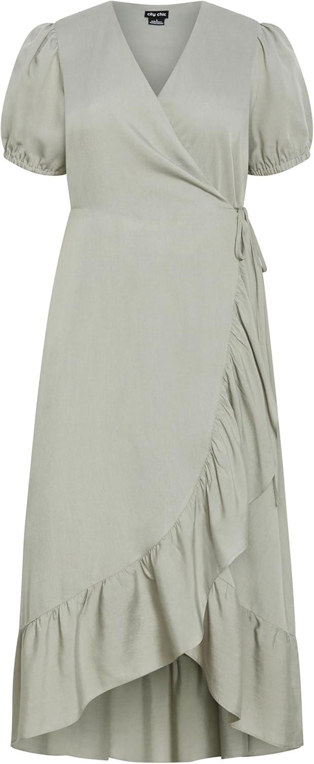 image:imageCity Chic Womens Plus Size Dress Sarina Wrap MidiSoft Sage
