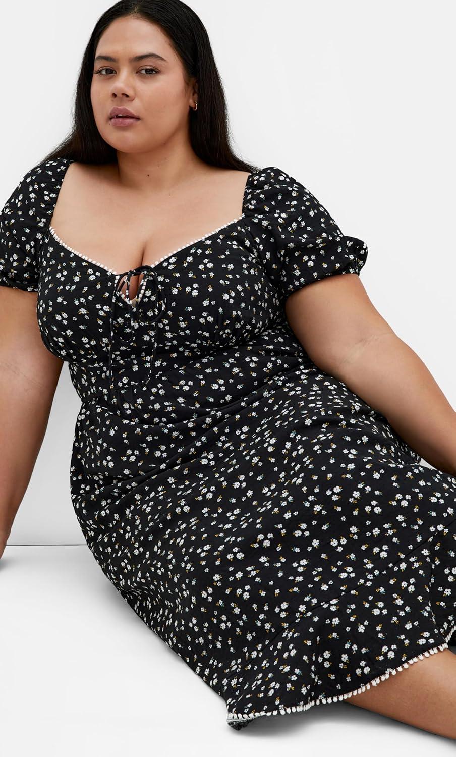 image:imageCity Chic Womens Plus Size Dress Sky Cap Sleeve MidiMeadow