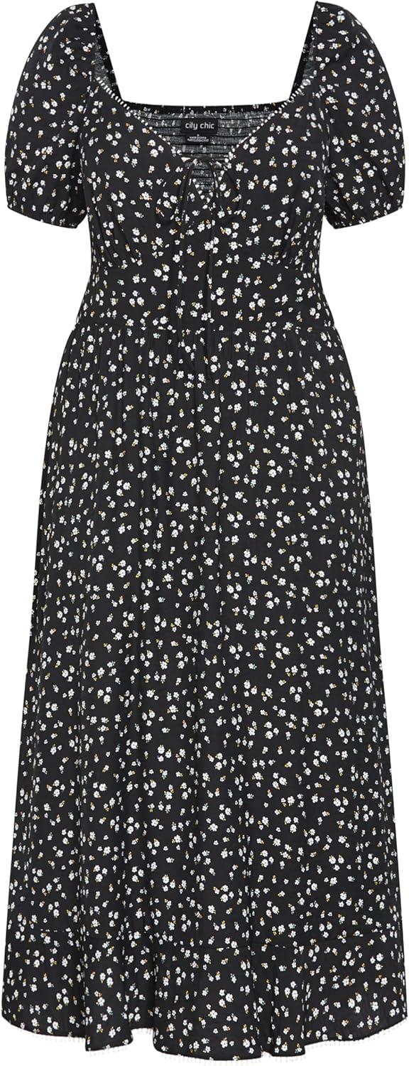 image:imageCity Chic Womens Plus Size Dress Sky Cap Sleeve MidiMeadow