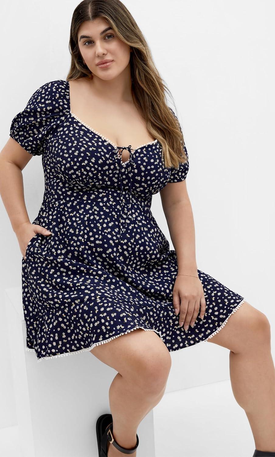 image:imageCity Chic Womens Plus Size Dress Sky KissNavy Daisy