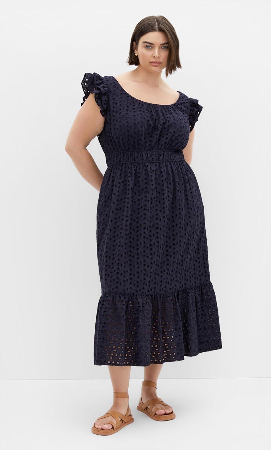 image:imageCity Chic Womens Plus Size Dress Sweet Broderie MidiNavy