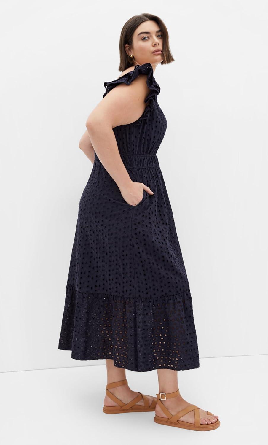 image:imageCity Chic Womens Plus Size Dress Sweet Broderie MidiNavy