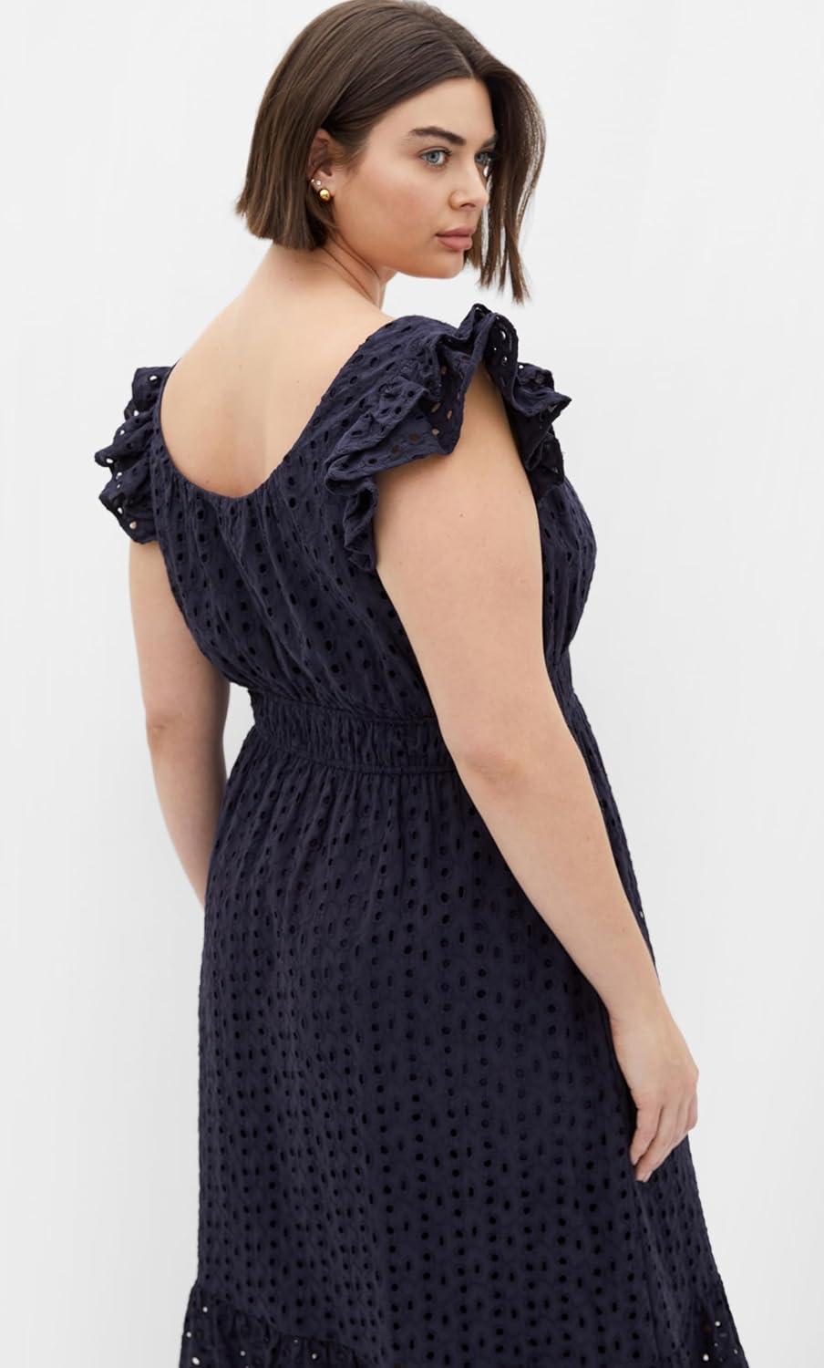 image:imageCity Chic Womens Plus Size Dress Sweet Broderie MidiNavy
