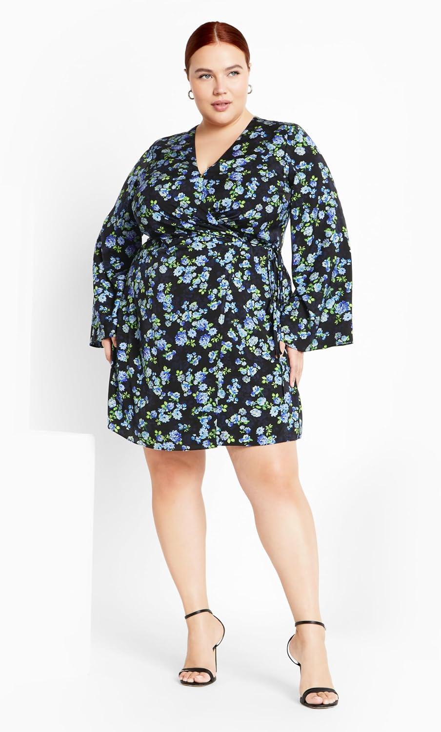 image:imageCity Chic Womens Plus Size Dress Lenna PRTBlue Mini Blooms