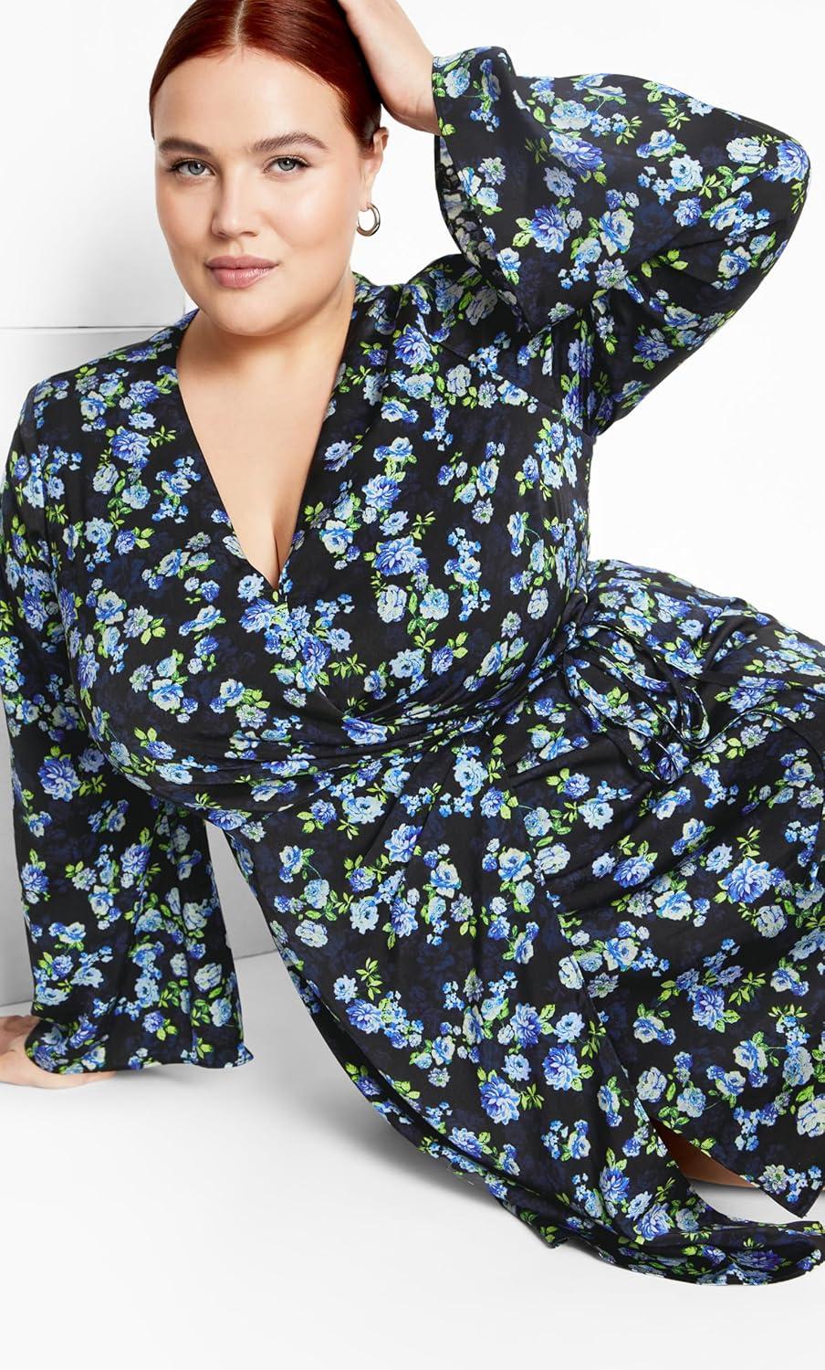 image:imageCity Chic Womens Plus Size Dress Lenna PRTBlue Mini Blooms