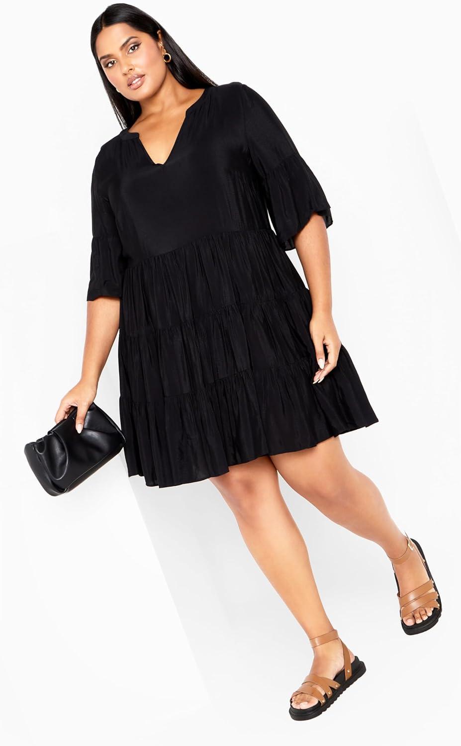 image:imageCity Chic Womens Plus Size DressNathalie Tiered MiniBlack