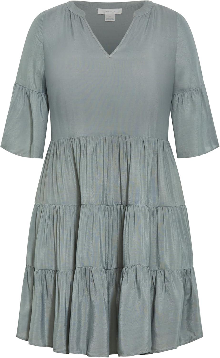 image:imageCity Chic Womens Plus Size DressNathalie Tiered MiniDeep Sage
