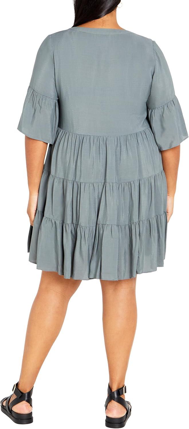 image:imageCity Chic Womens Plus Size DressNathalie Tiered MiniDeep Sage