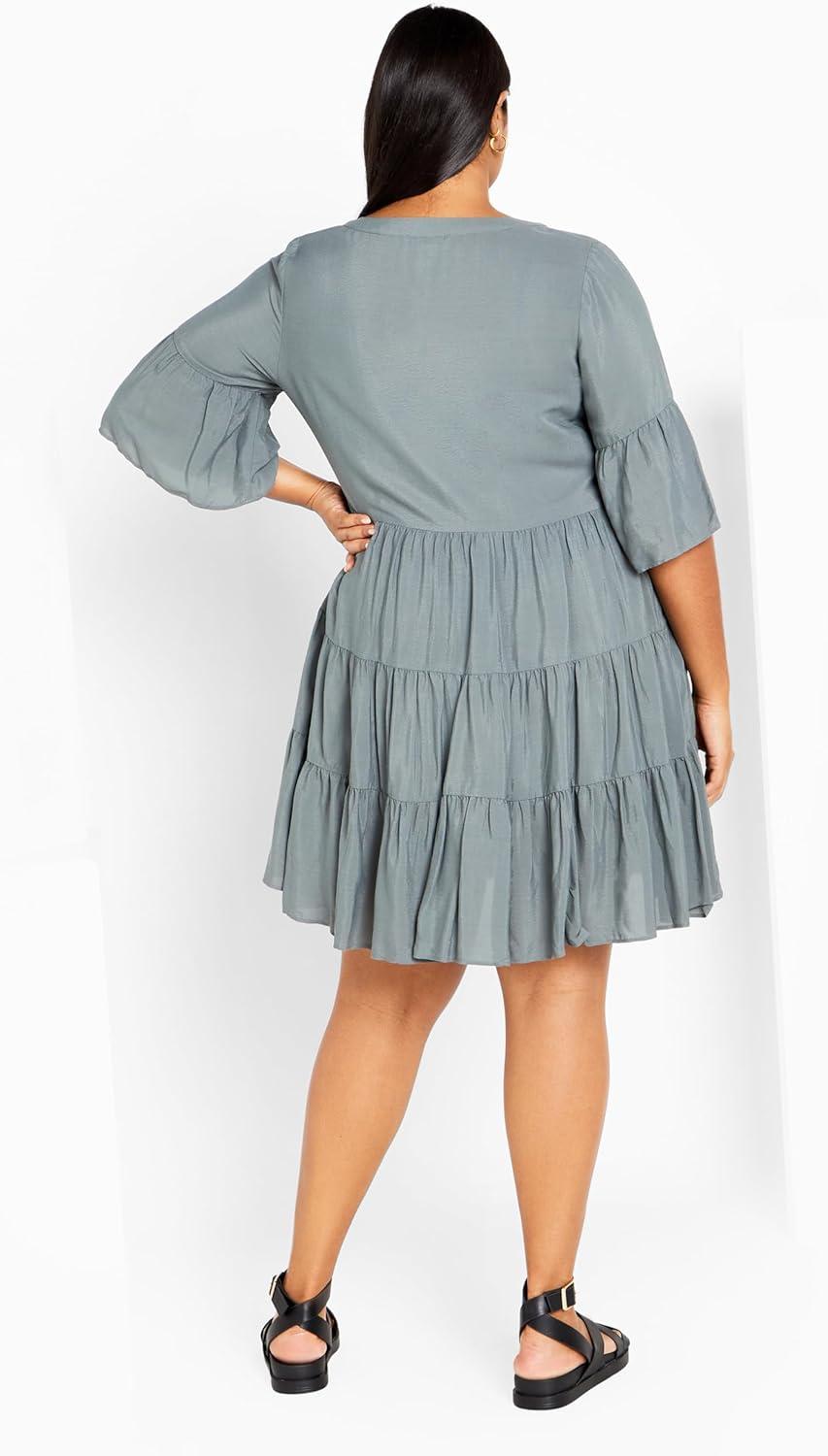 image:imageCity Chic Womens Plus Size DressNathalie Tiered MiniDeep Sage