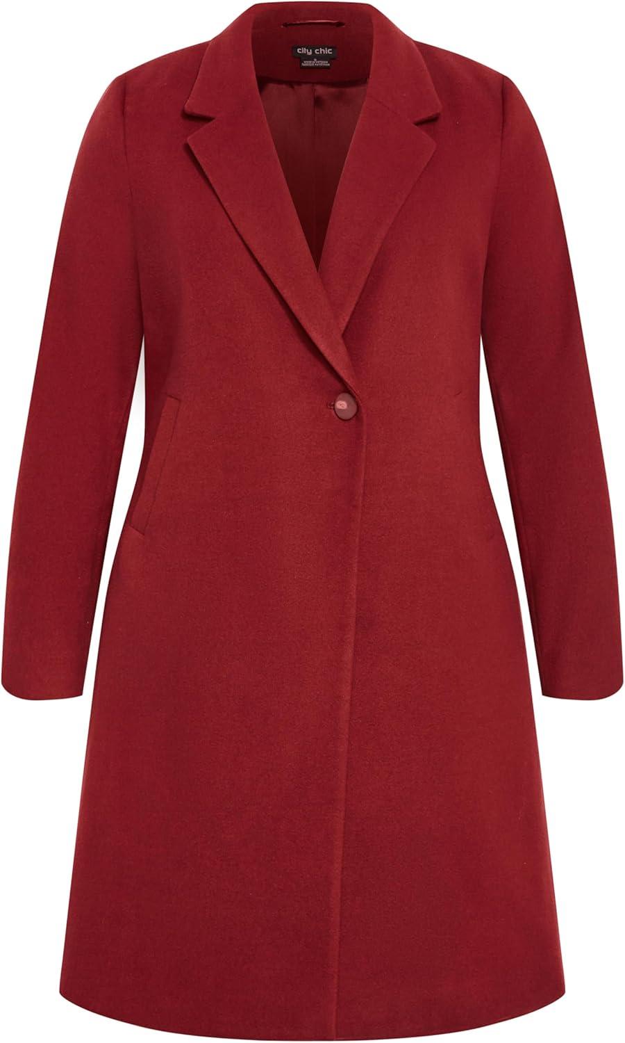 image:imageCity Chic Womens Plus Size Effortless Chic CoatCabernet