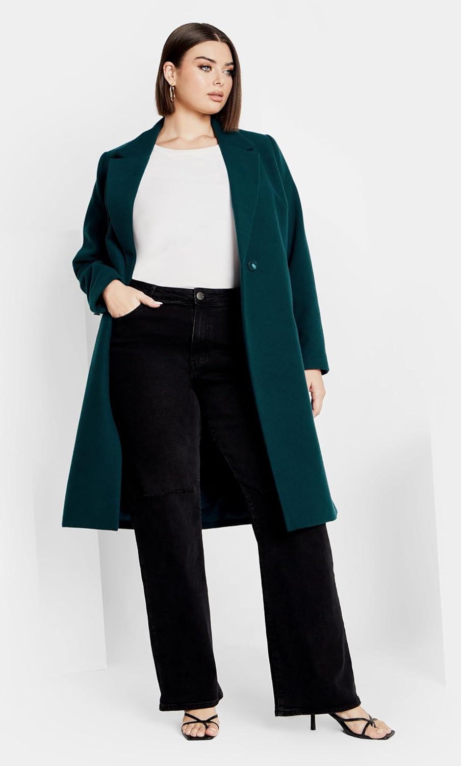 image:imageCity Chic Womens Plus Size Effortless Chic CoatEmerald