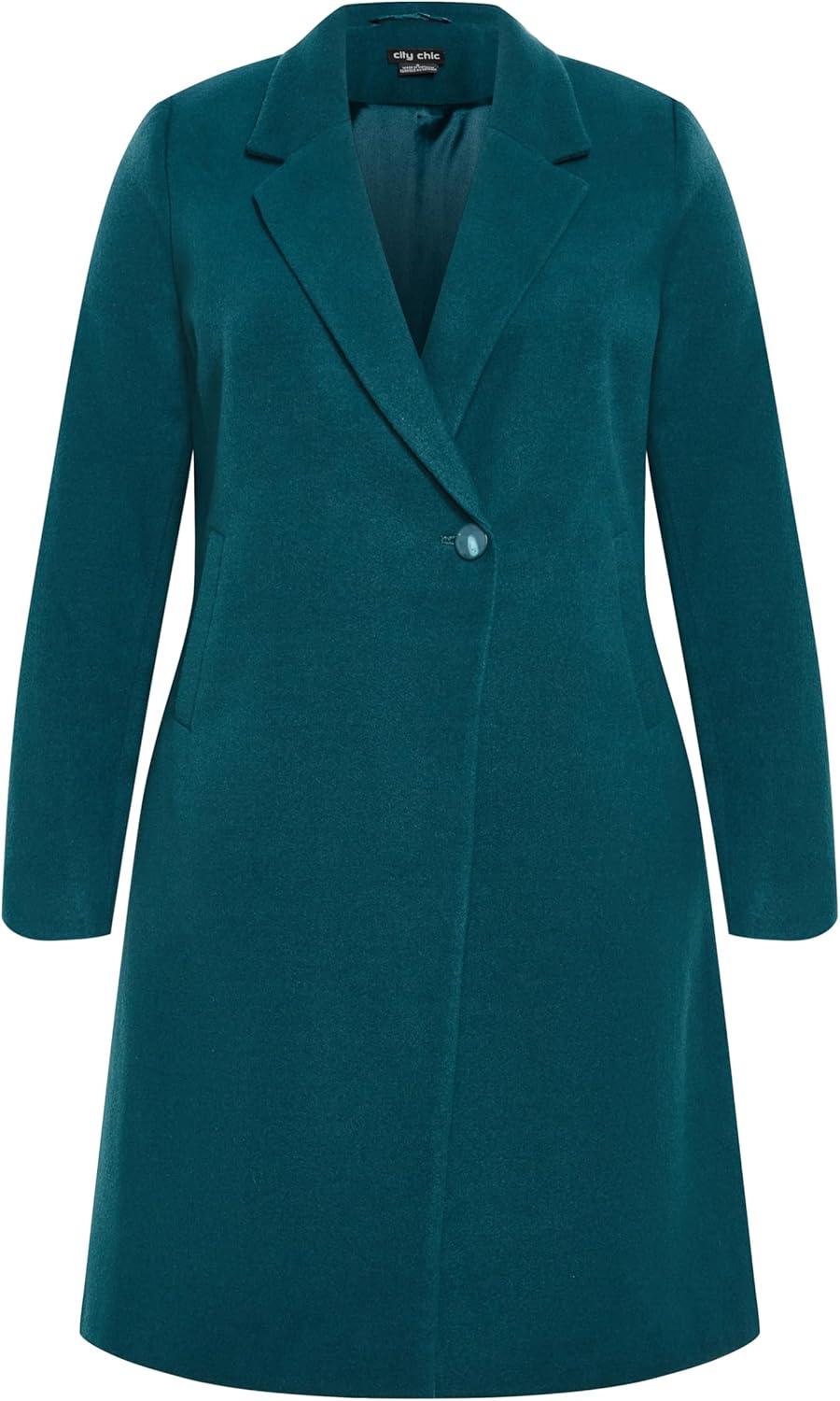 image:imageCity Chic Womens Plus Size Effortless Chic CoatEmerald