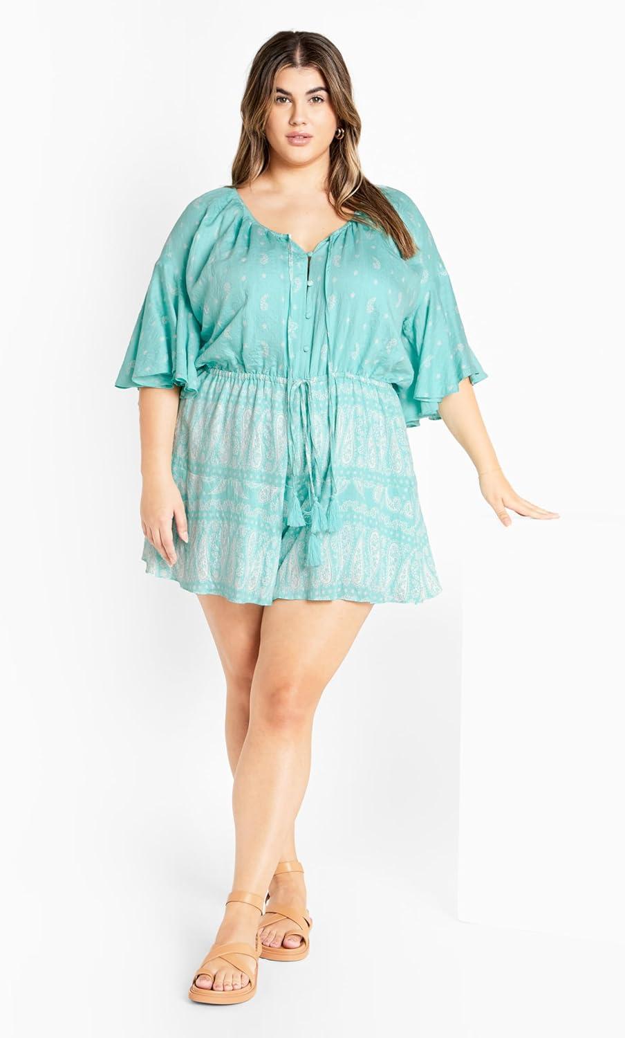 image:imageCity Chic Womens Plus Size Harlow Border Playsuit