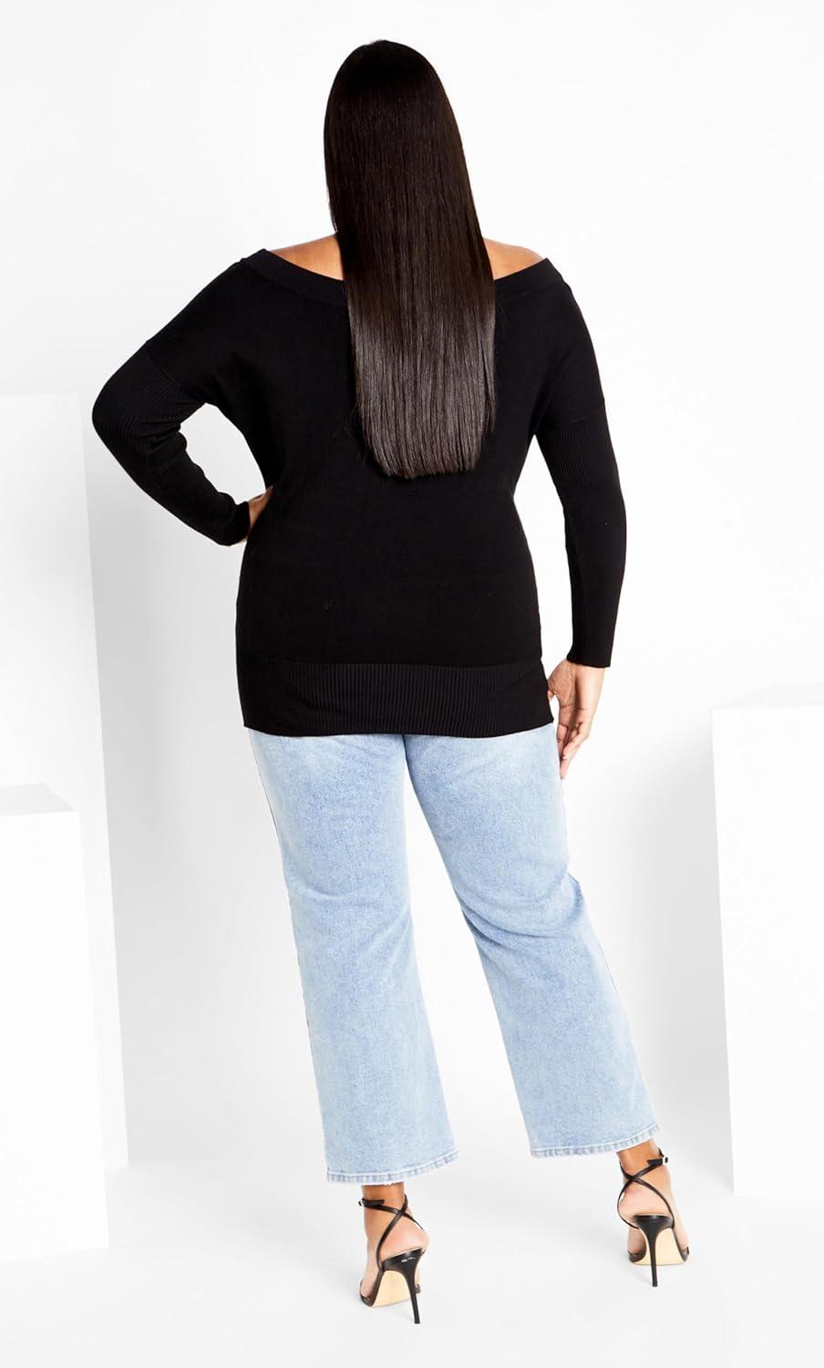 image:imageCity Chic Womens Plus Size Intrigue SweaterBlack