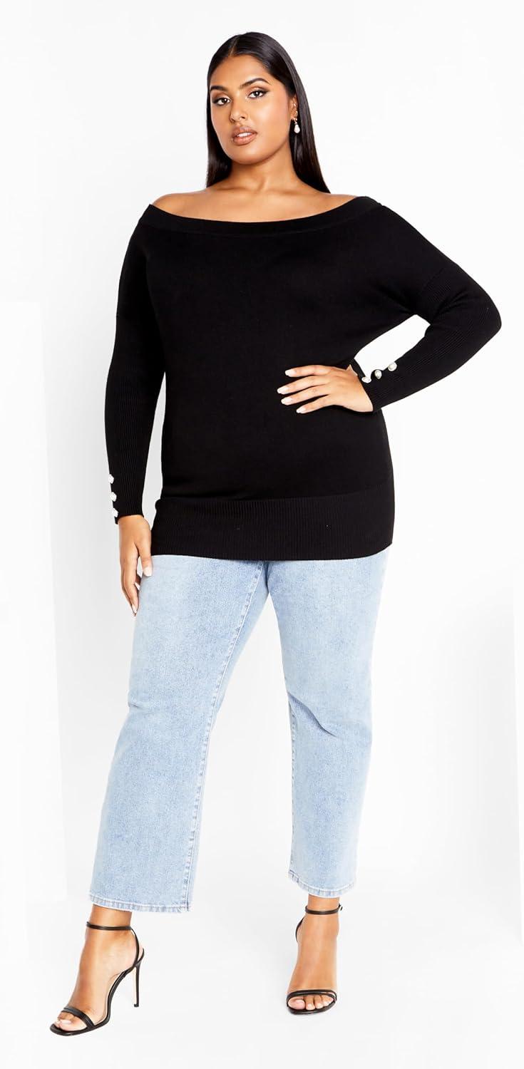 image:imageCity Chic Womens Plus Size Intrigue SweaterBlack