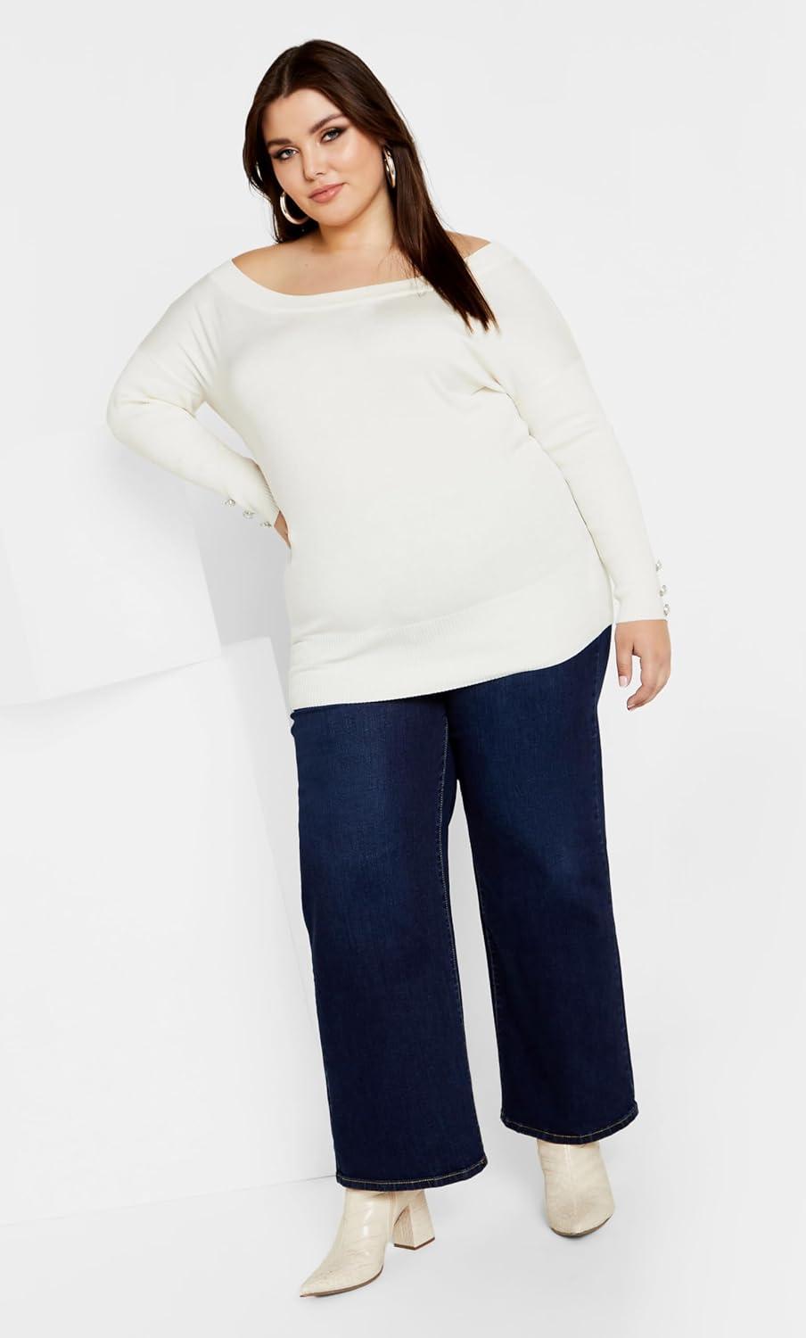 image:imageCity Chic Womens Plus Size Intrigue SweaterCream