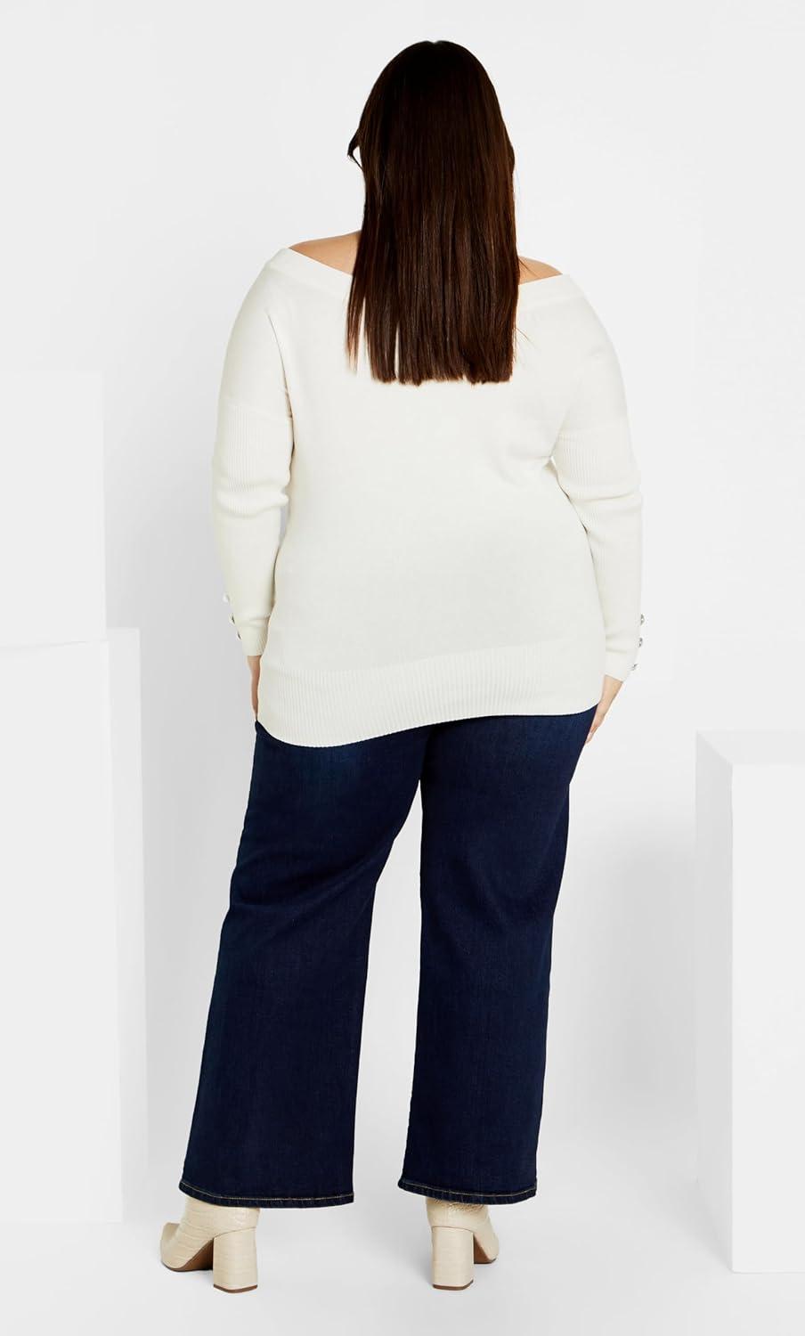 image:imageCity Chic Womens Plus Size Intrigue SweaterCream