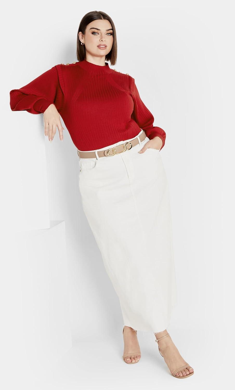 image:imageCity Chic Womens Plus Size Isabella SweaterCherry
