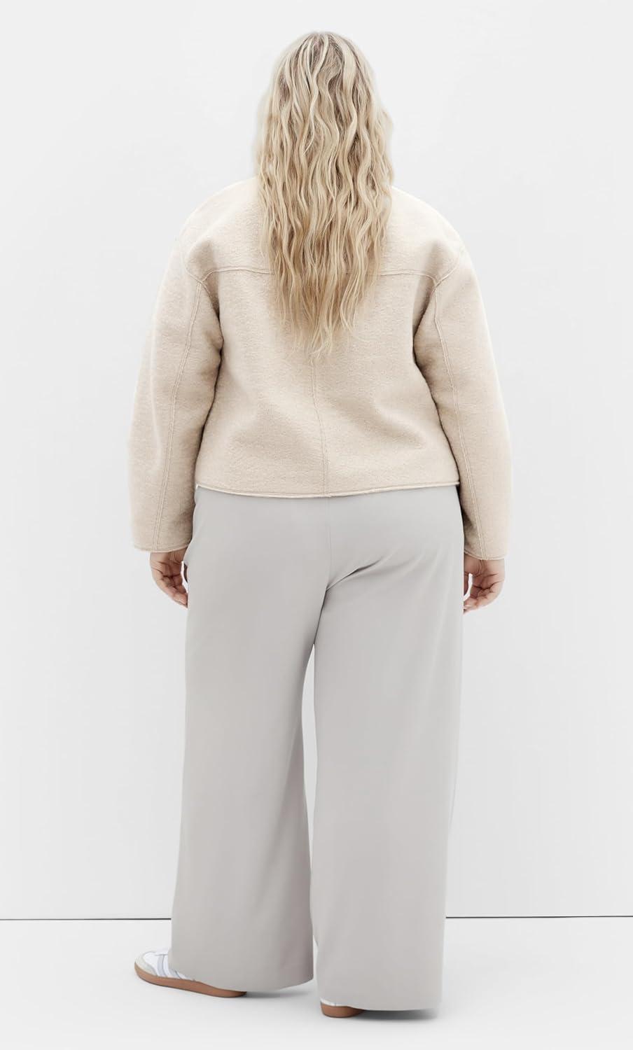image:imageCity Chic Womens Plus Size Jacket Boucle Zip FrontTaupe