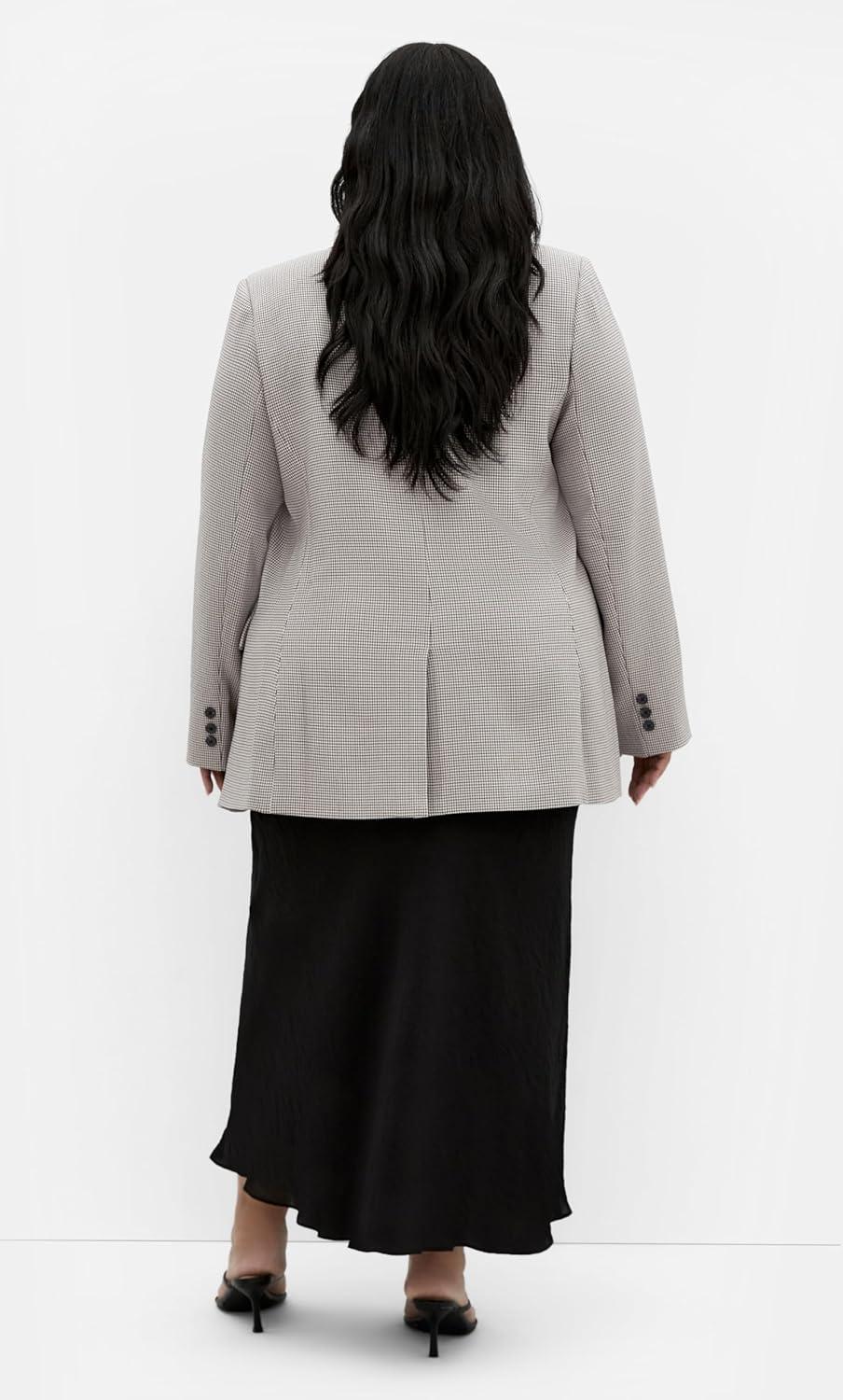 image:imageCity Chic Womens Plus Size Jacket Hailey CheckNeutral Check